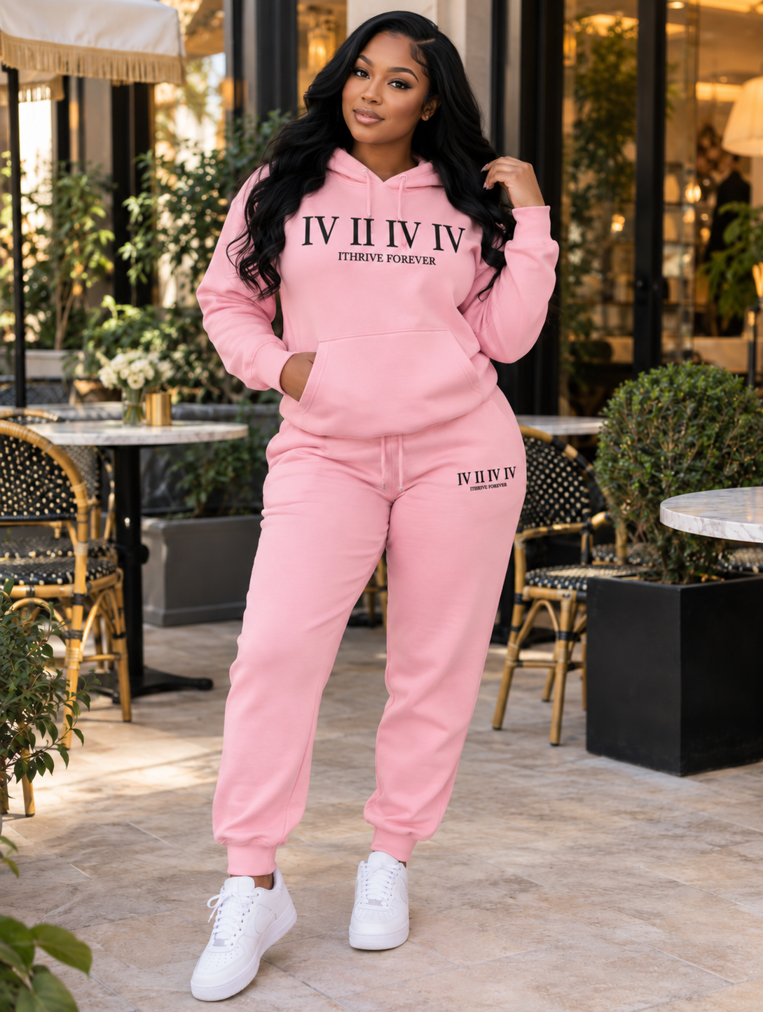 J. West Roman Hoodie Set - Pink