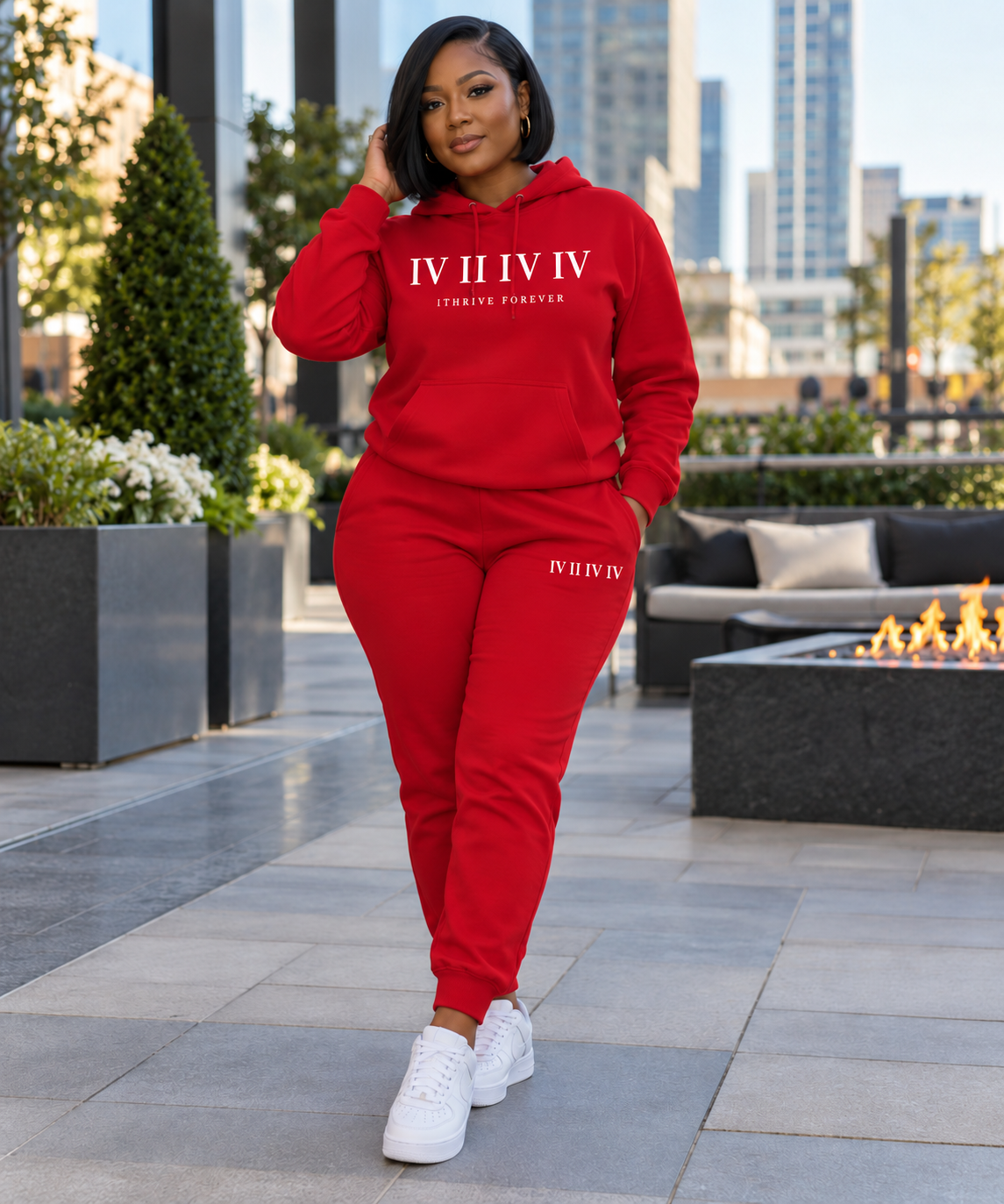 J. West Roman Hoodie Set - Red