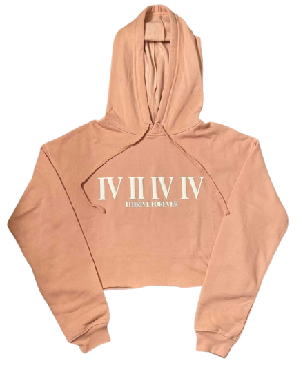 Cropped Hoodie Peach/White Roman Numeral