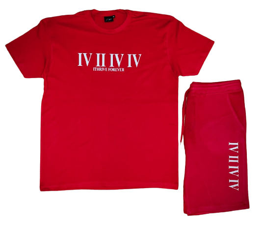 Red Roman Numeral Short Set
