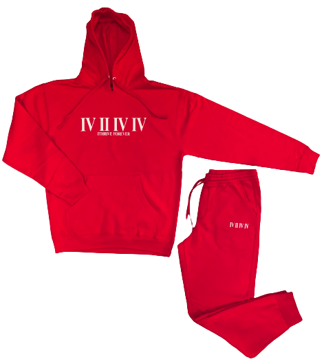 Red Roman Numeral Jogger Set