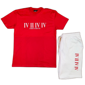 Red Roman Numeral Short Set