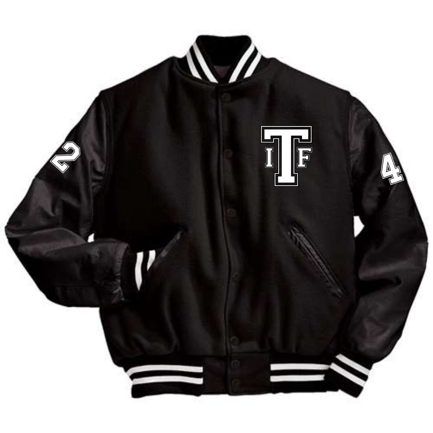 Black/Black/White Letterman Jacket