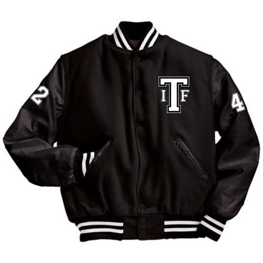 Black/Black/White Letterman Jacket