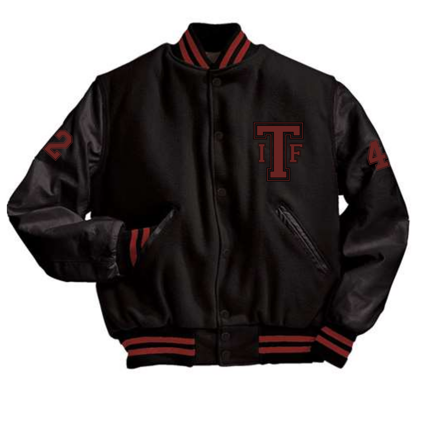 Black/Black/Red Letterman Jacket