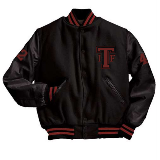 Black/Black/Red Letterman Jacket