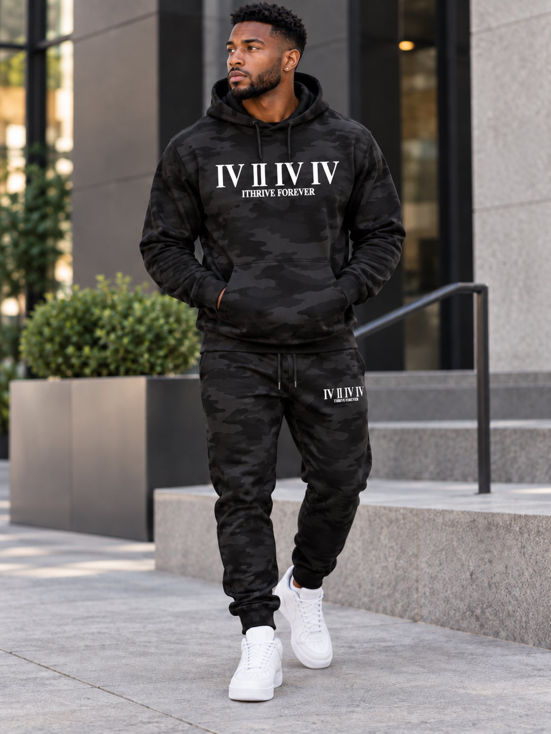 J. West Roman Hoodie Set - Black Camo
