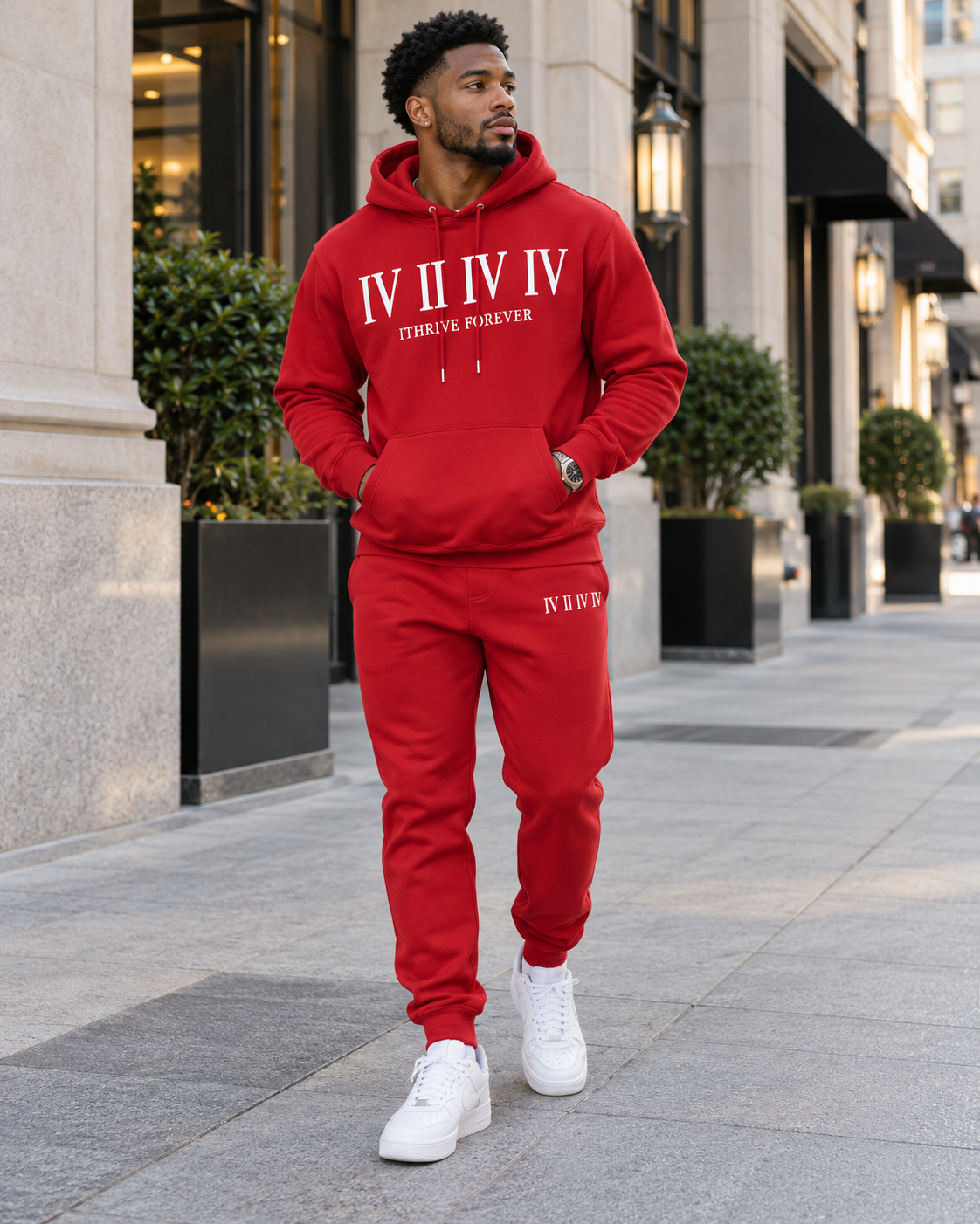 J. West Roman Hoodie Set - Red