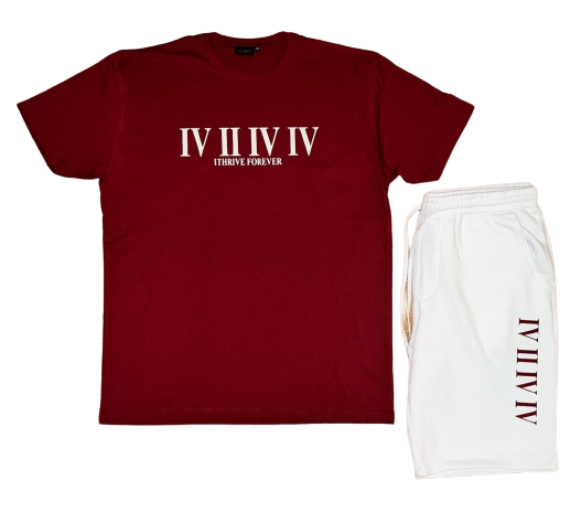 Cardinal/White Roman Numeral Short Set