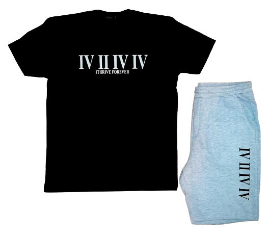 Black/Gray Roman Numeral Short Set