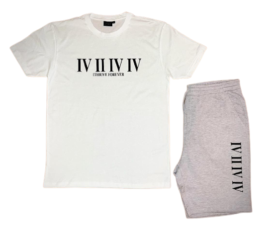 White/Gray Roman Numeral Short Set