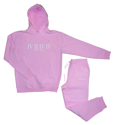 Pink Roman Numeral Jogger Set
