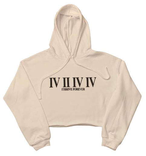 Cropped Hoodie White/Black Roman Numeral