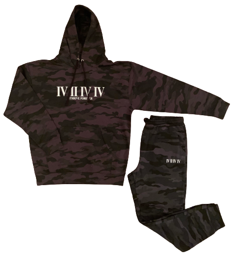 Black Camo Roman Numeral Jogger Set