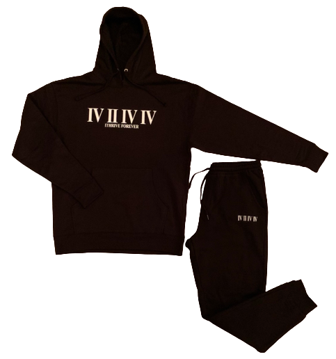 Black Roman Numeral Jogger Set